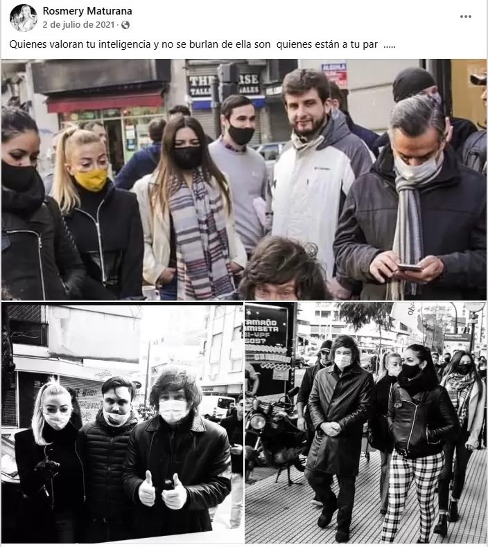 La publicación de Rosmary Maturana de la primera actividad que compartió con Javier Milei en 2021.