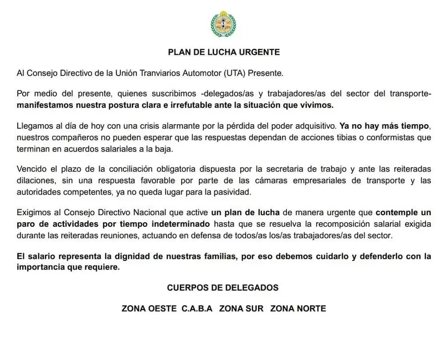 El Gobierno busca evitar el paro de la UTA mientras los choferes reclaman un bsico de $1.700.000