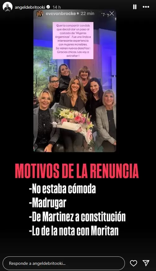 ngel De Brito expuso los motivos de la renuncia de Evelyn Von Brocke