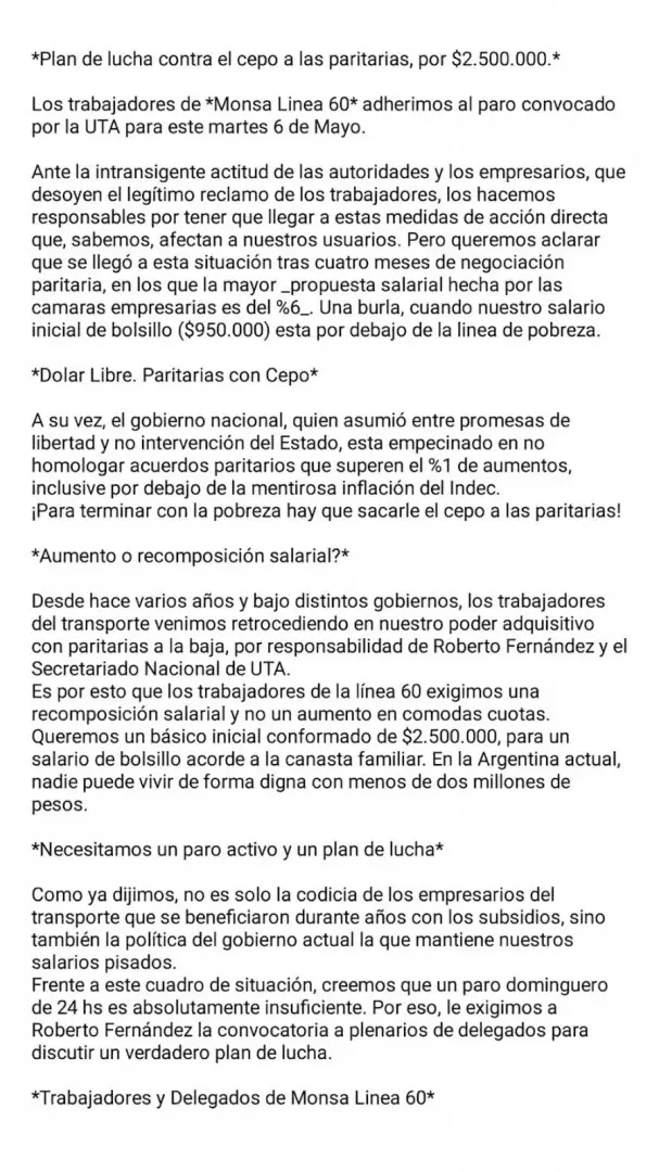 Marcha de choferes de la lnea 60