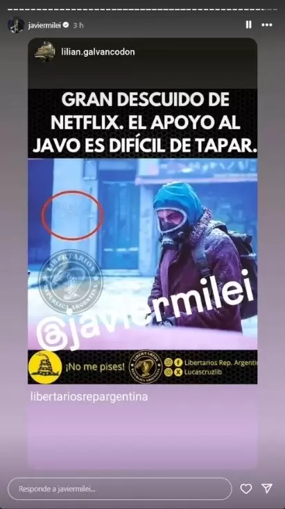 La falsa captura de "El Eternauta" que compartió el Presidente.
