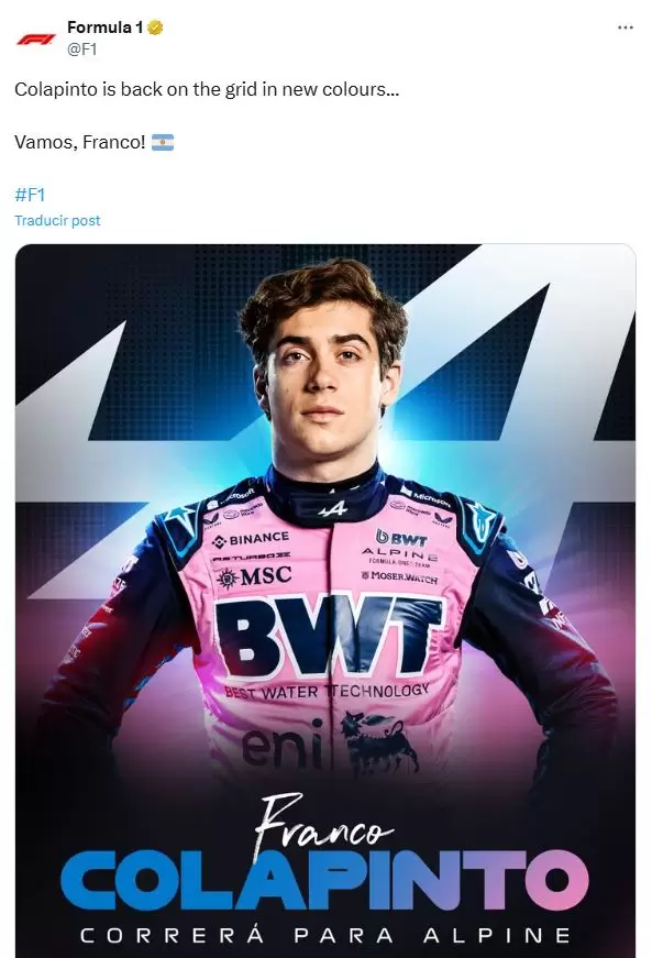 El argentino finalmente reemplazará al australiano Jack Doohan a partir del GP de Emilia-Romaña en Imola.