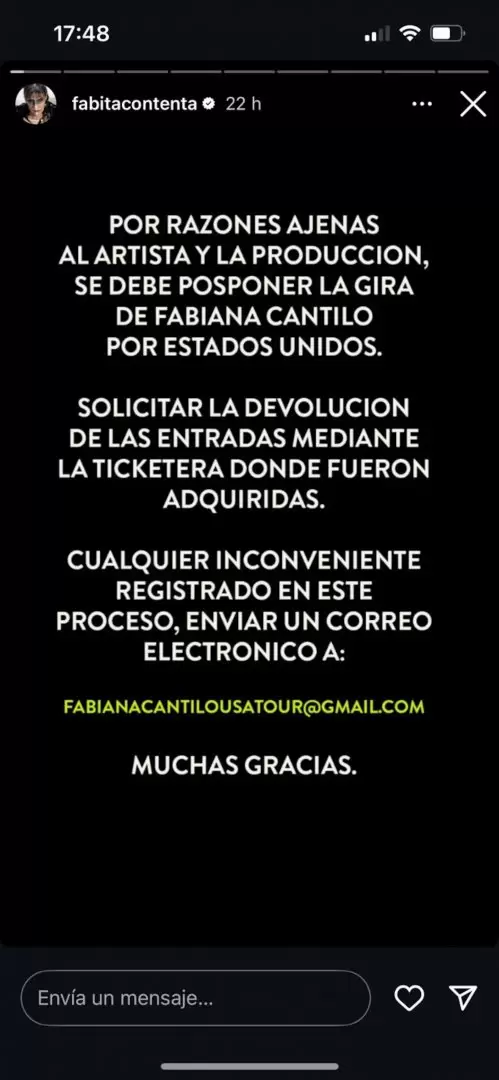 El anuncio de Fabiana Cantilo