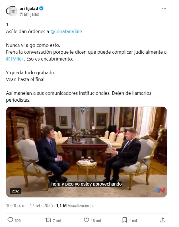 Lijalad fue uno de los primeros en destapar el fraude de la nota entre Milei y Viale
