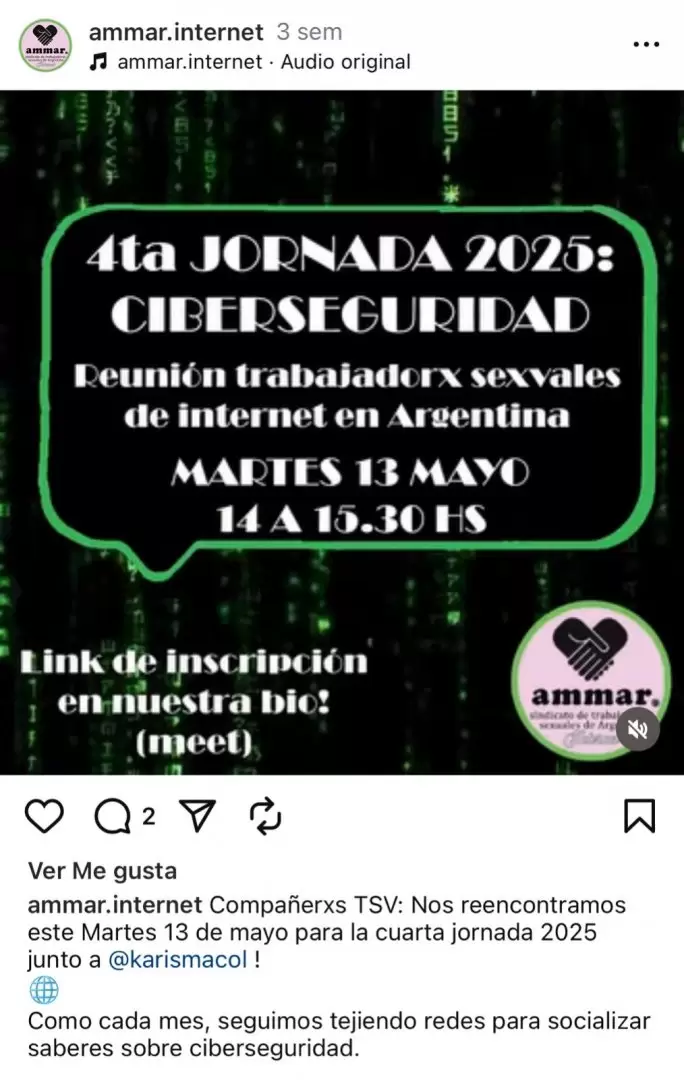 Desde AMMAR invitan a las trabajadoras sexuales a realizar talleres de ciberseguridad