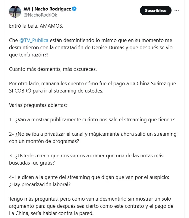 La respuesta de Nacho Rodríguez