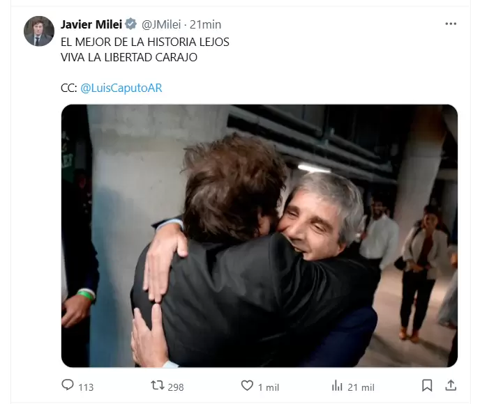 El festejo de Milei