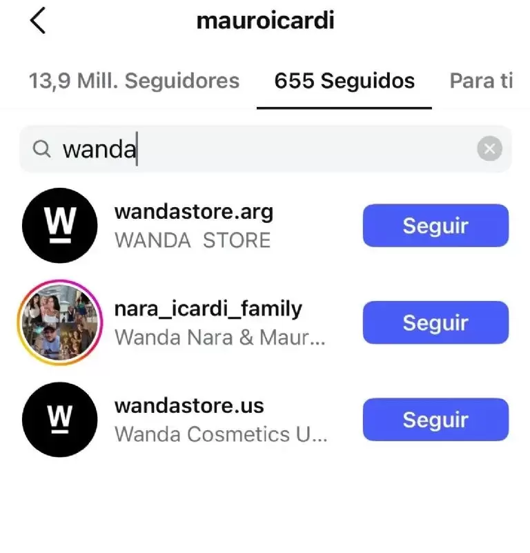 Icardi no suelta a Wanda Nara: las tres cuentas de Instagram que sigue