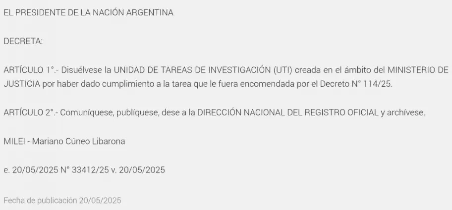 Milei eliminó por decreto la unidad investigadora por $Libra