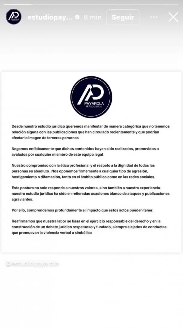 El estudio de Nicolás Payarola respondió ante las acusaciones de la China Suárez