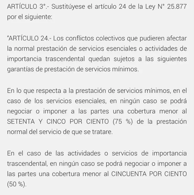 El decreto que modifica la Ley de Régimen Laboral.