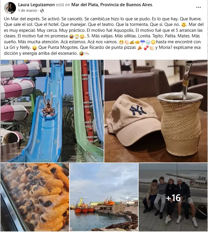 La publicación de la asesina Laura Fernanda Leguizamón en la que menciona a Moria Casán en Mar del Plata.