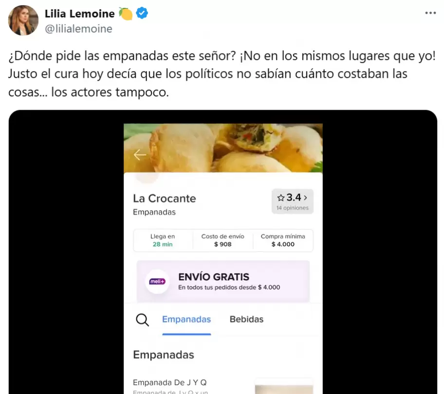 El tweet de Lilia Lemoine contra Ricardo Darín