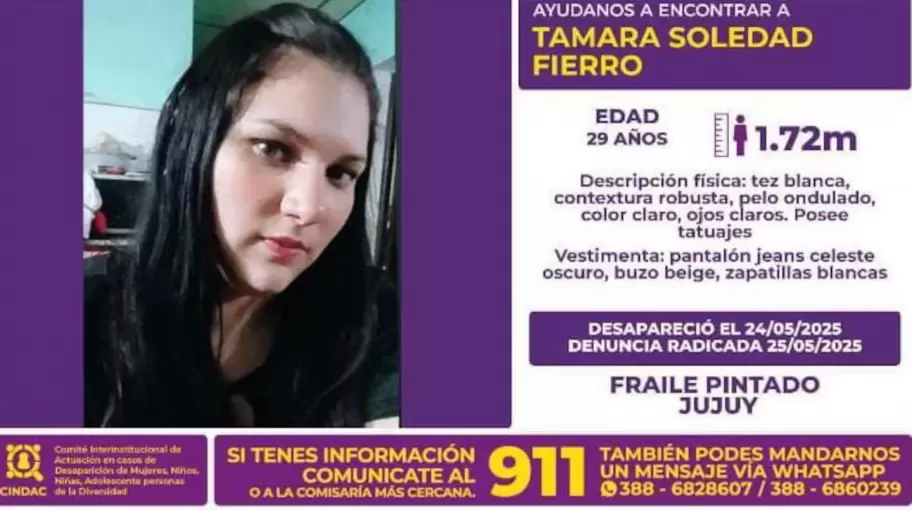 La joven de 29 años desaparecida desde el sábado.
