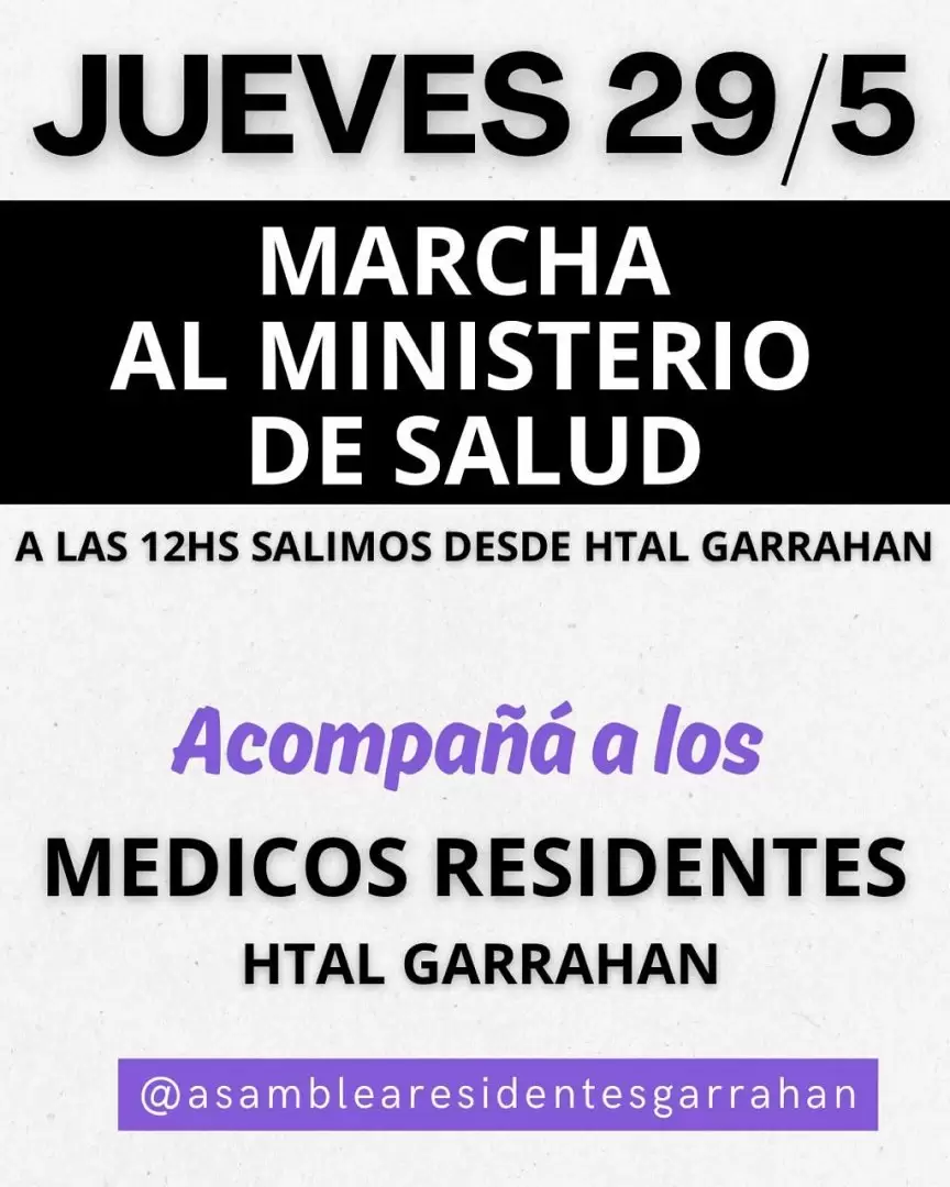 La convocatoria de los residentes del Hospital Garrahan a la movilización.