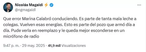 El furioso posteo de Magaldi