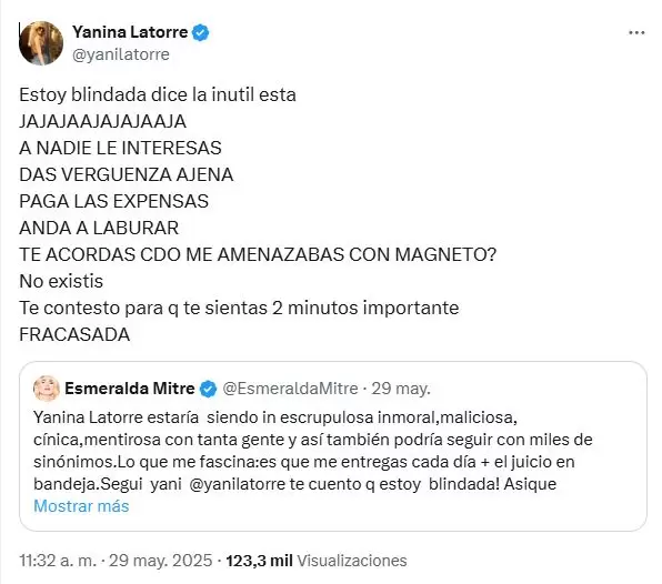 La respuesta de Yanina