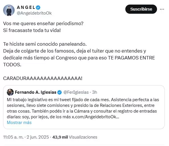 El cruce entre Ángel de Brito y Fernando Iglesias