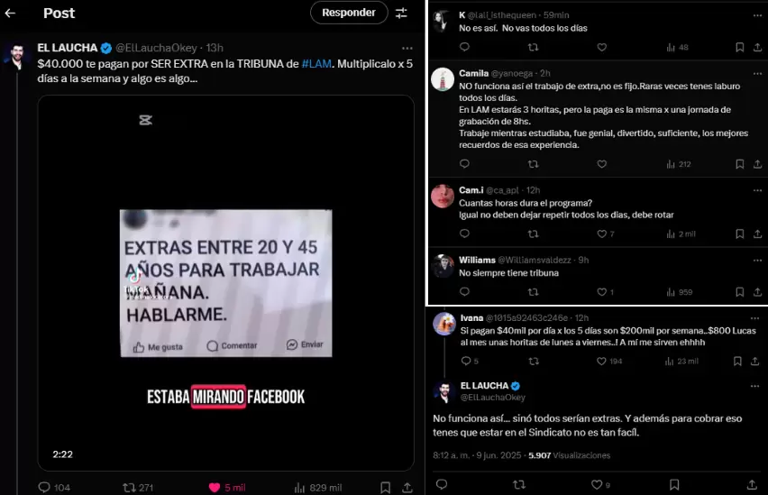 Según usuarios de X, así funciona el trabajo de extra en los programas