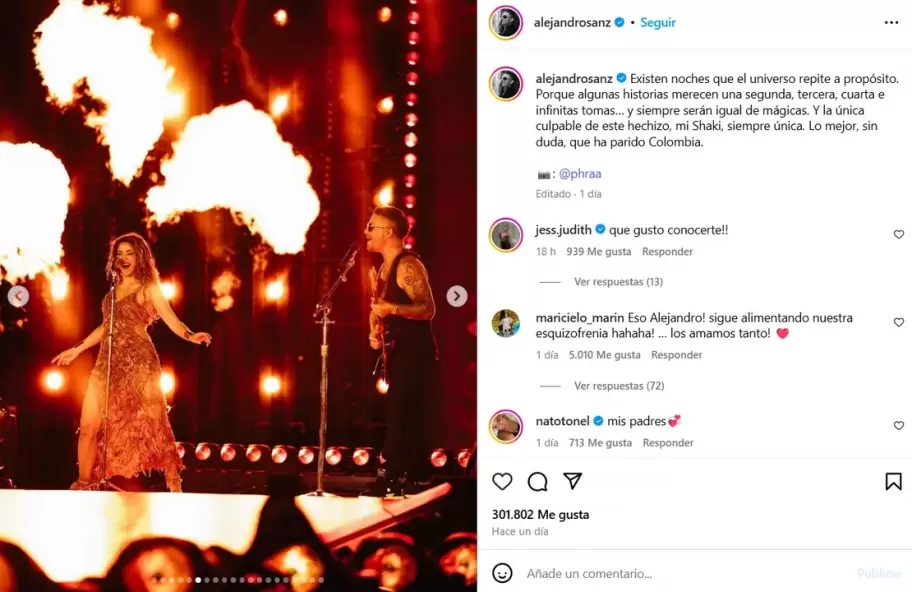 Shakira y Alejandro Sanz calentaron el escenario de Miami al interpretar "La Tortura"