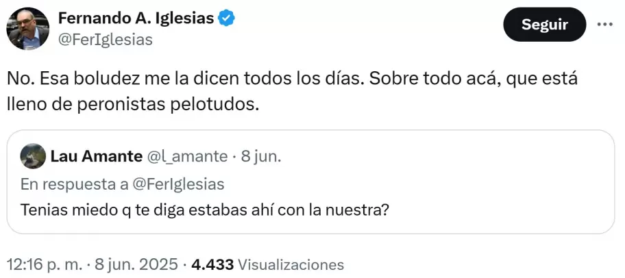 Los provocadores tuits de Fernando Iglesias tras autocancelarse de un show de Javier Malosetti en Madrid.
