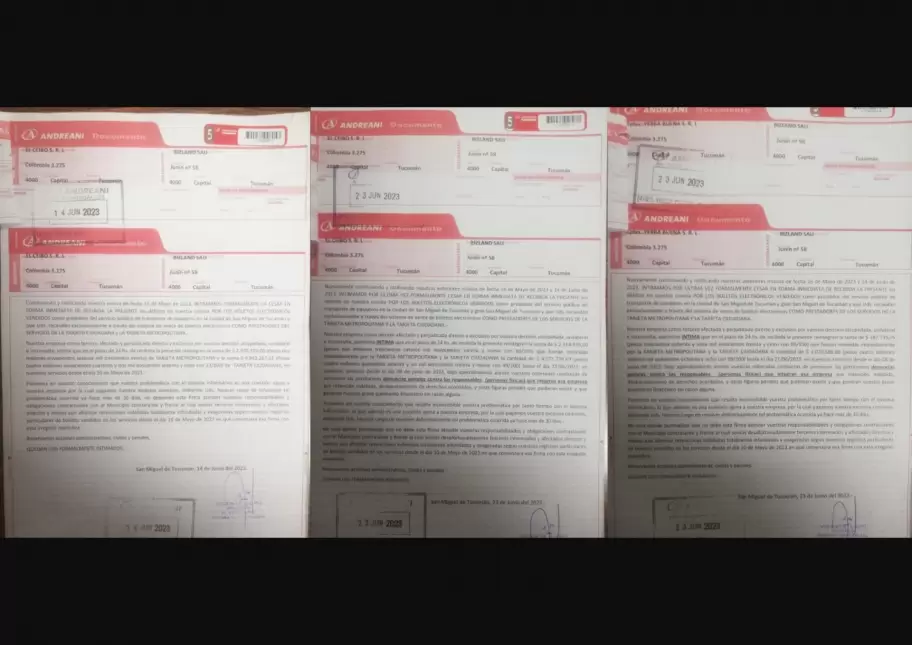Las cartas documento de los empresarios que protestaron contra Bizland en 2023.
