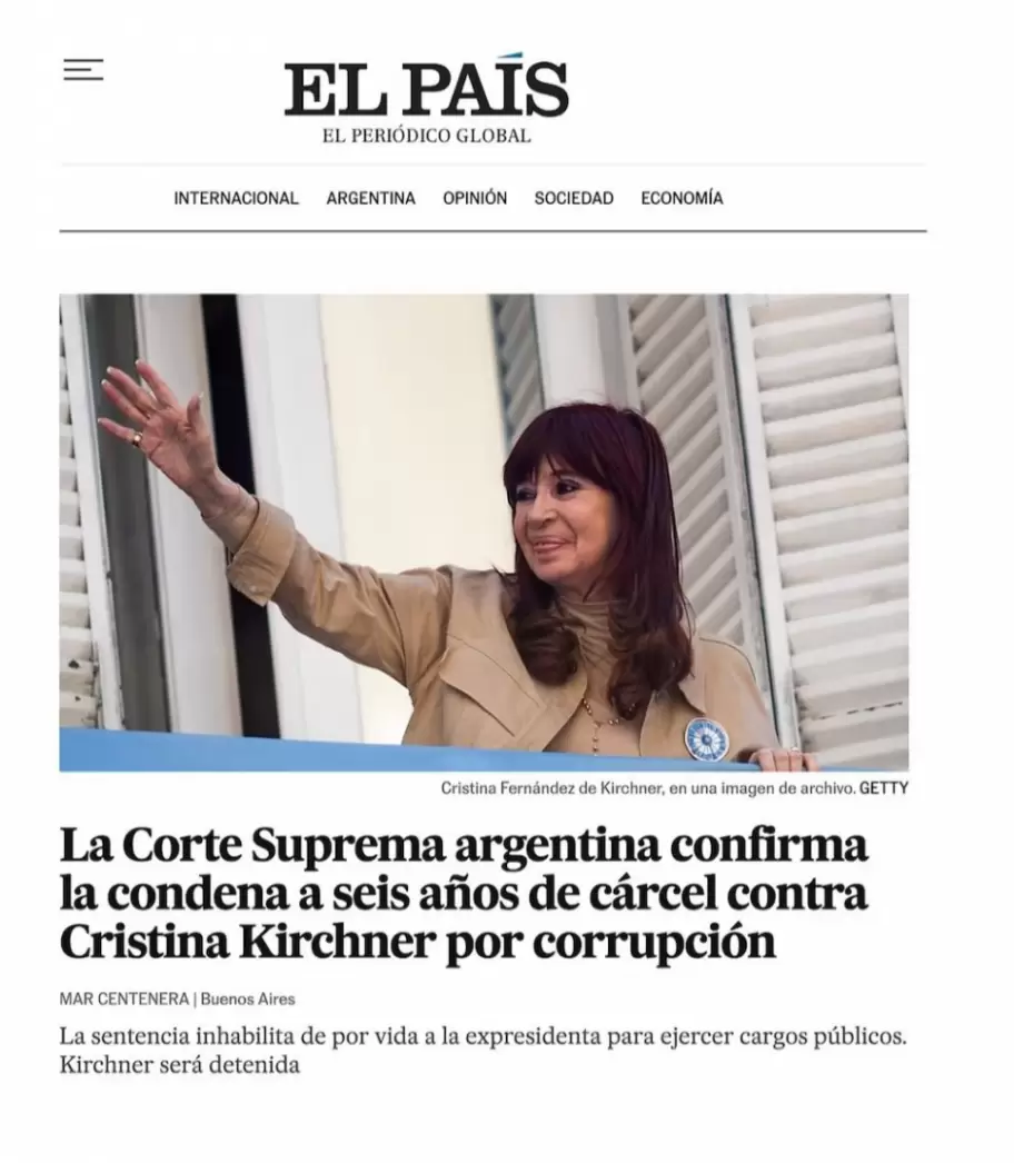 Así reflejaron los medios del mundo la condena a Cristina Kirchner