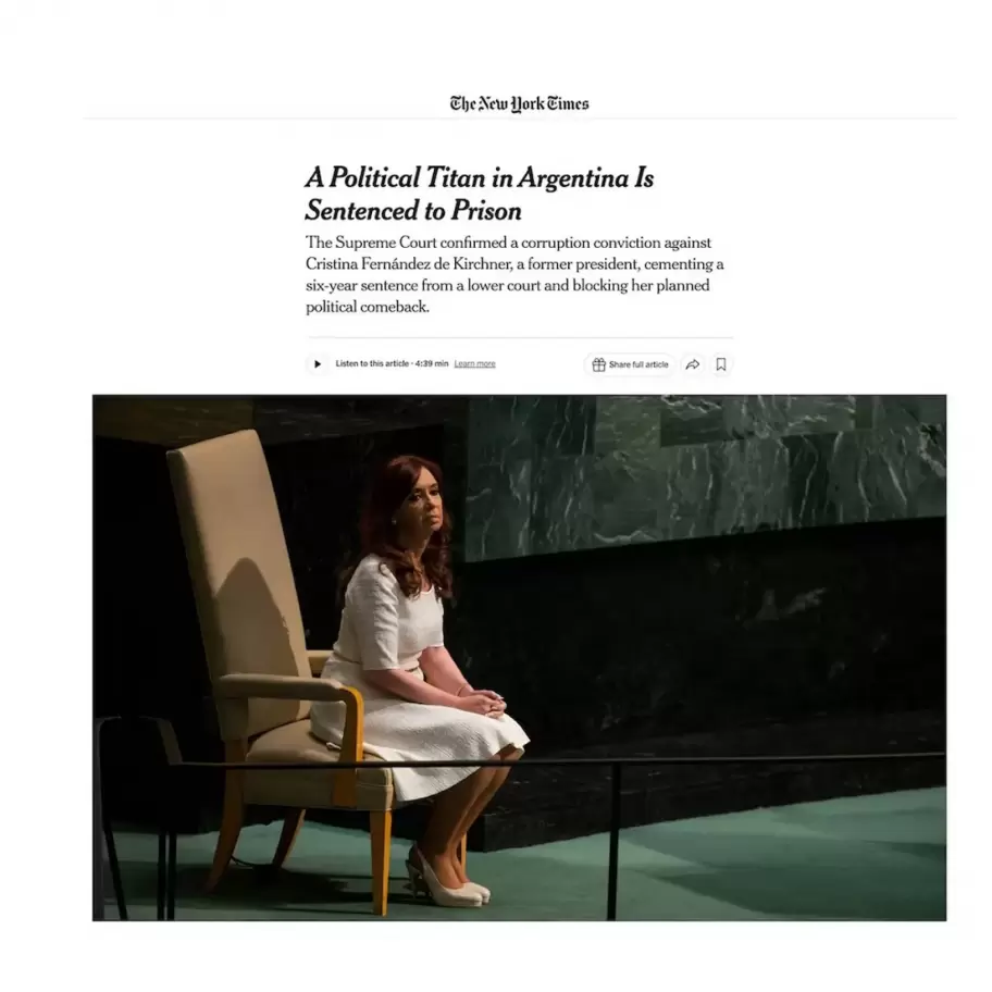 Así reflejaron los medios del mundo la condena a Cristina Kirchner