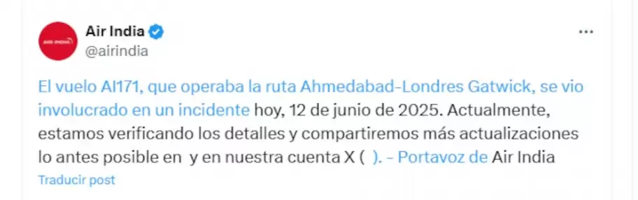 Se estrelló un avión con 242 personas a bordo