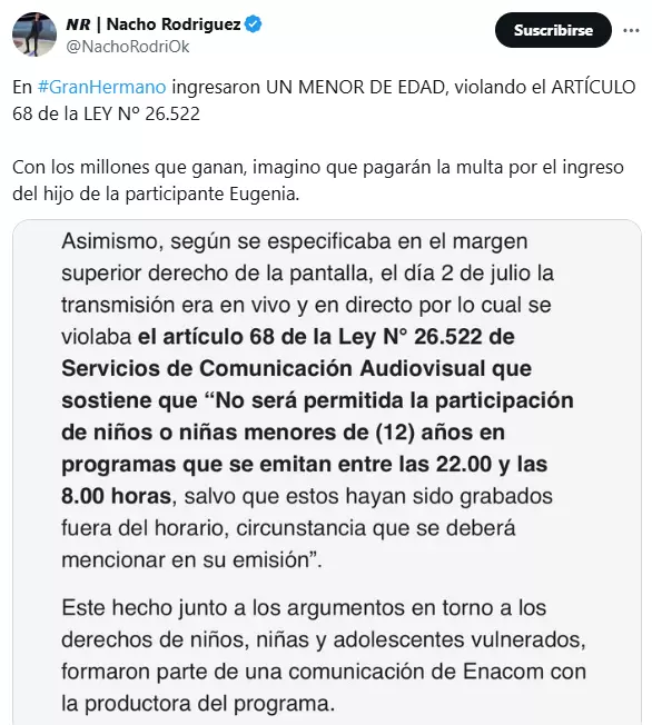 El descargo de Nacho Rodríguez