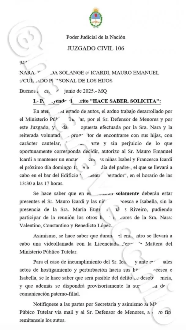 La Justicia le organizó el Día del Padre a Mauro Icardi