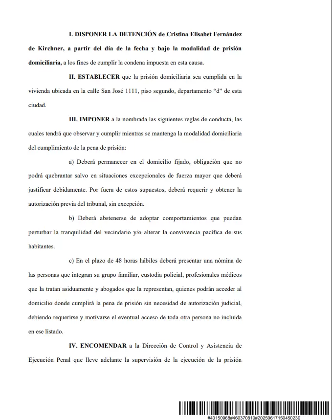 Parte de la resolución del Poder Judicial