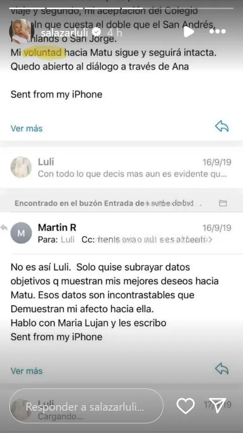 Más correos electrónicos de Redrado hablando sobre Matilda