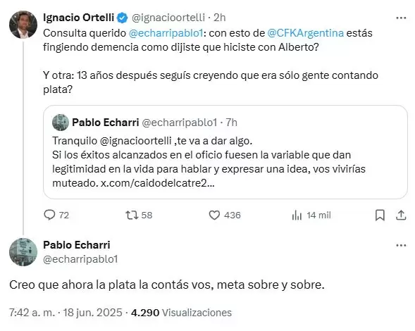 El cruce entre Echarri y Ortelli