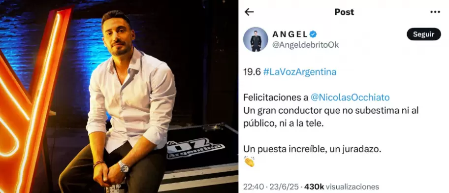 Entre tantas crticas, ngel de Brito felicit a Occhiato