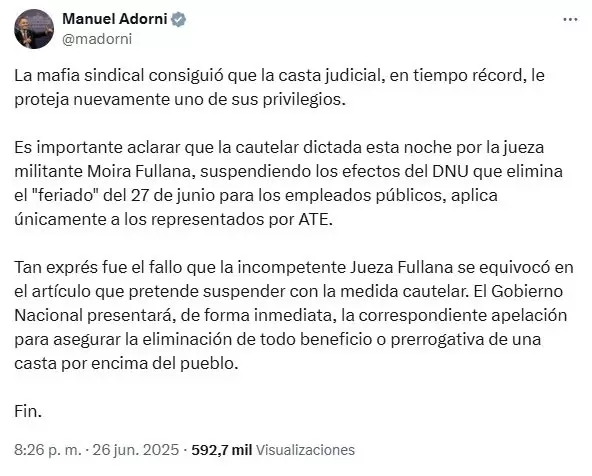 El enojo de Adorni