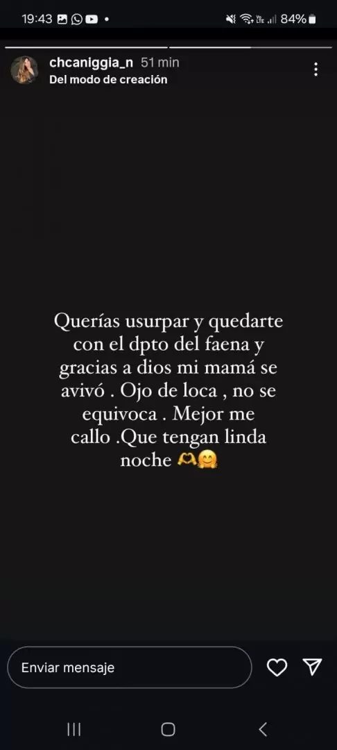 Las historias de Charlotte Caniggia contra su cuñada Melody Luz.