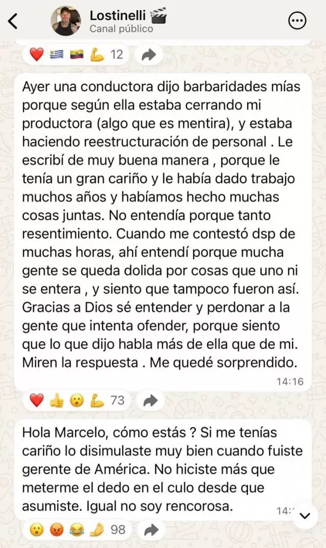 Así expuso Tinelli a Florencia de la V