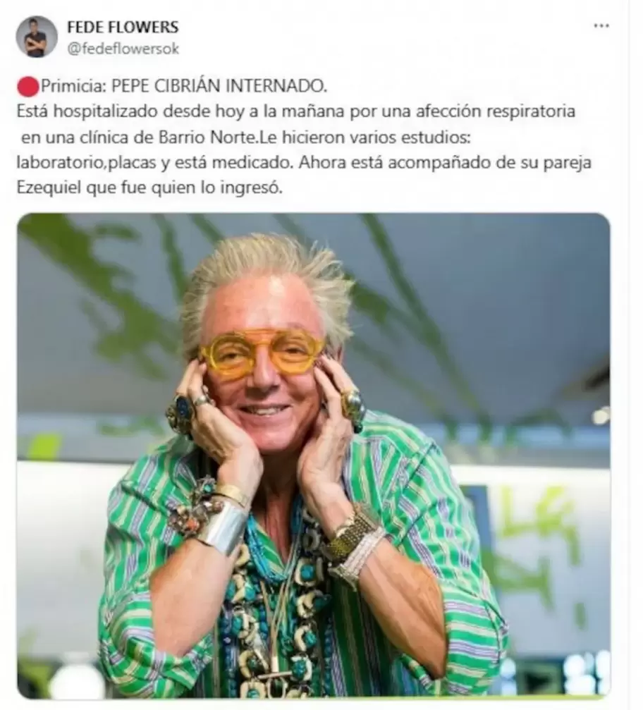 Fede Flowers informó sobre la salud de Pepe Cibrián