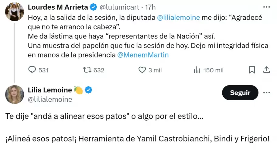 Lilia Lemoine le respondió a Lourdes Arrieta por sus acusaciones de agresión.