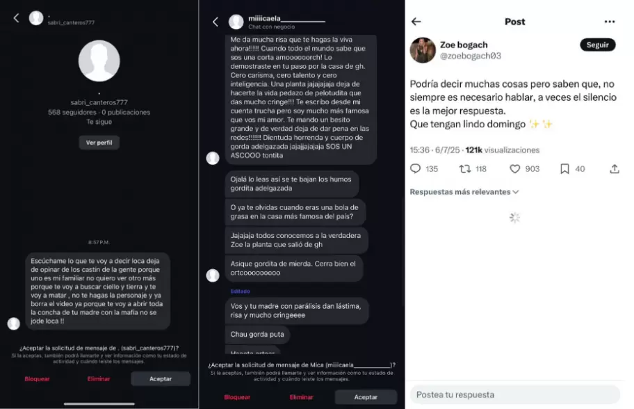 Zoe Bogach recibi fuertes amenazas por sus comentarios