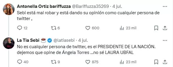 La Ta Sebi sali a bancar a ngela Torres