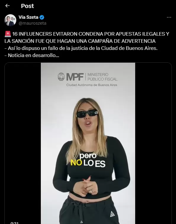 Mauro Zseta comparti la sancin que debern cumplir los influencers imputados por promocionar apuestas ilegales