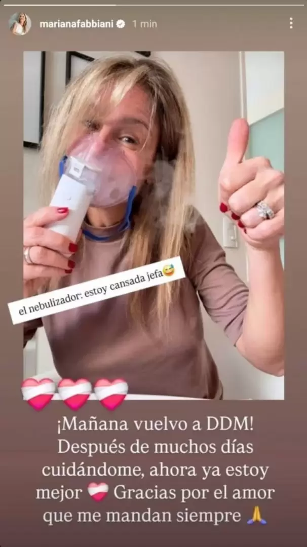La publicacin de Mariana Fabbiani en la que anunciaba la vuelta a su programa de televisin.