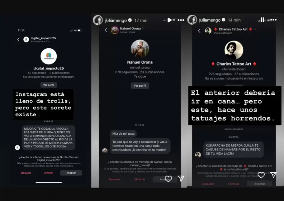 Algunas amenazas que recibi Julia Mengolini