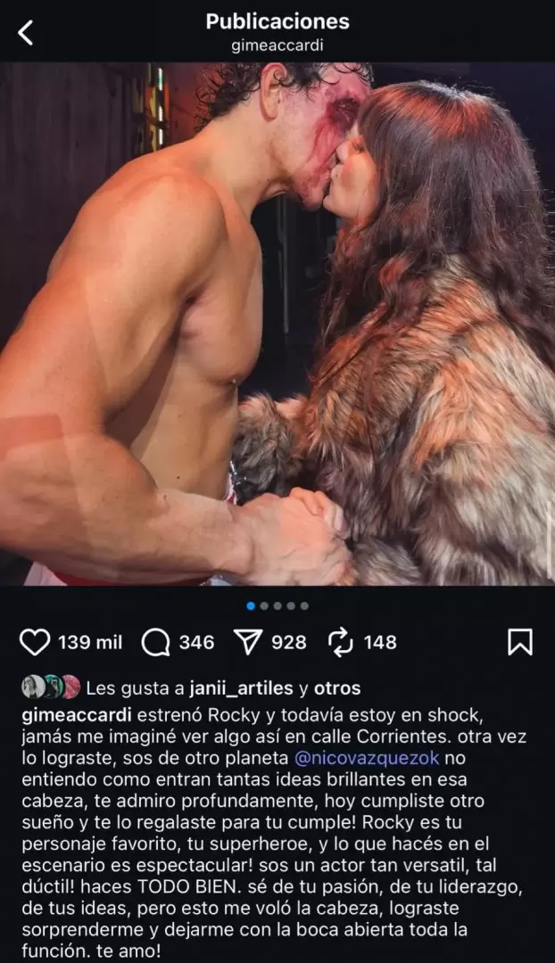 El ltimo posteo de Gime Accardi sobre Nico