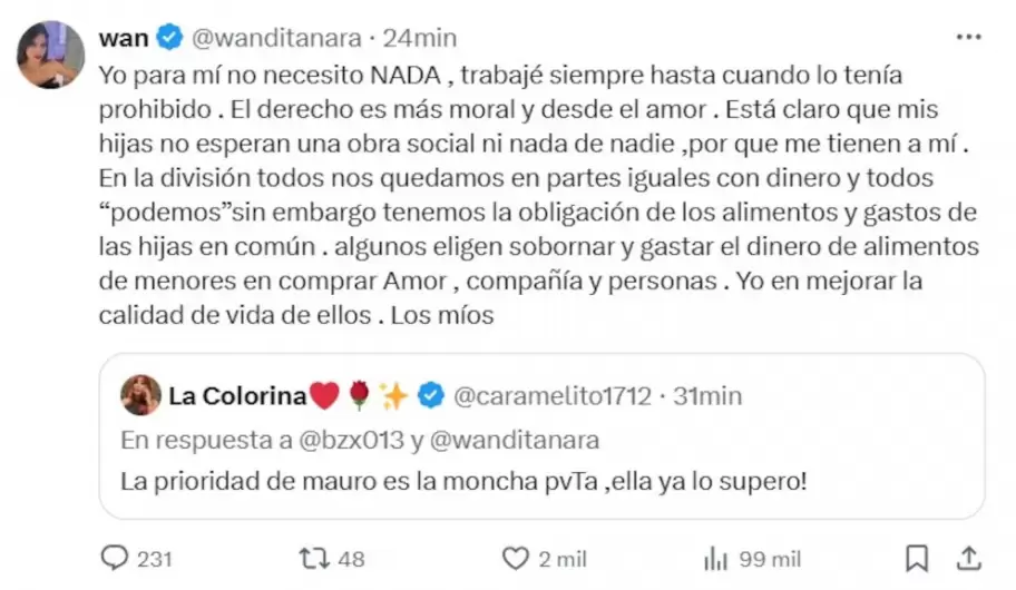 Mauro Icardi dej a Wanda Nara sin prepaga y ella explot en redes