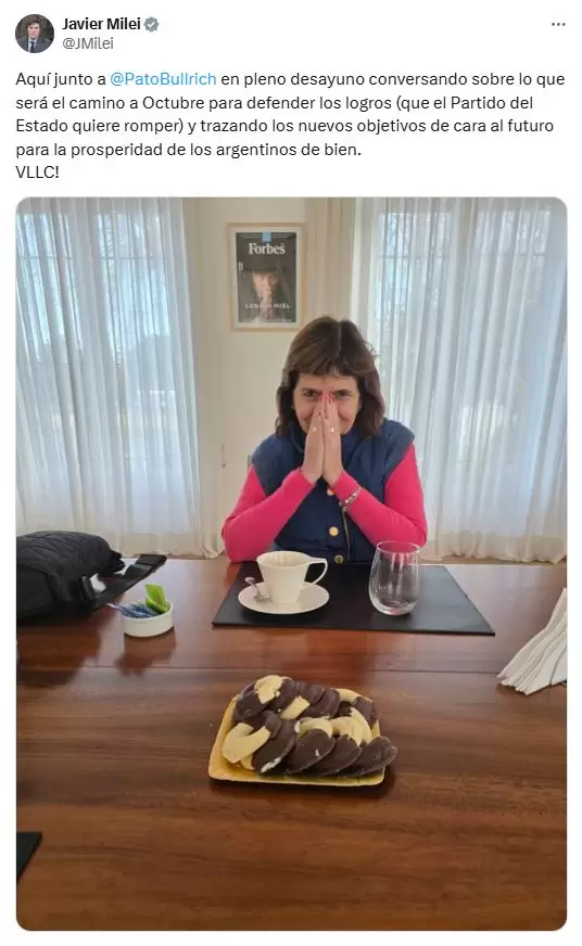 Milei desayun con Patricia Bullrich en la quinta de Olivos