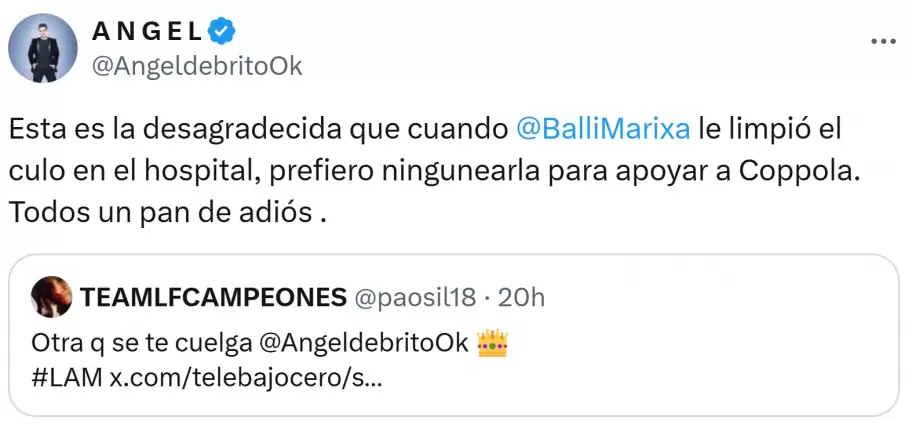 ngel de Brito cuestion a Mara Fernanda Callejn y la trat de desagradecida.