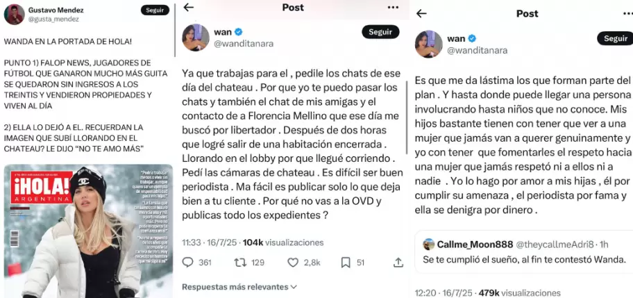 Fuerte cruce entre Gustavo Mendez y Wanda Nara